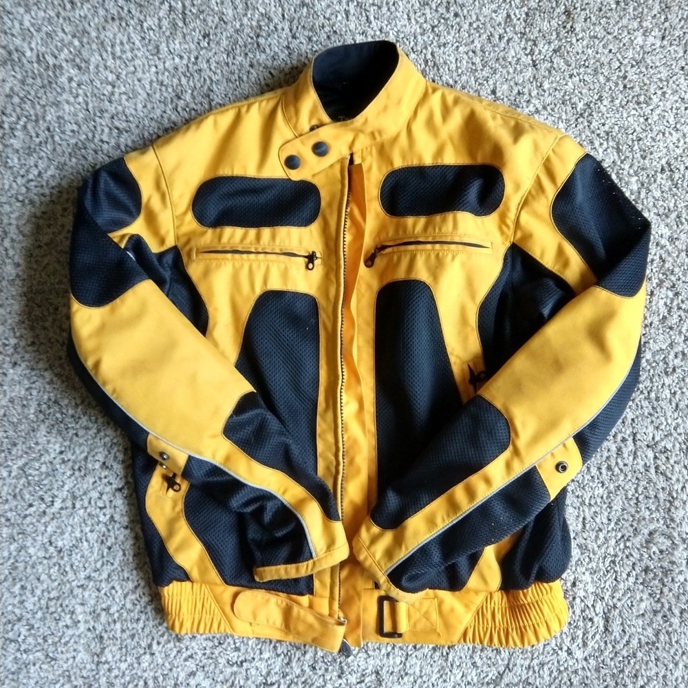 Black & Yellow Triumph Motorcycle Jacket w. Armor